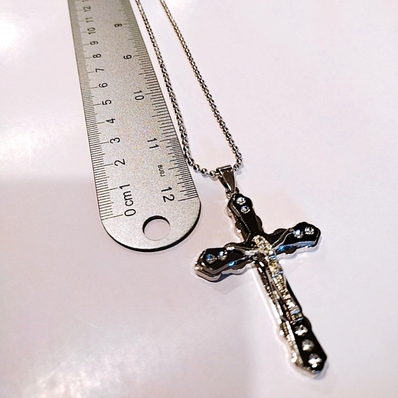 24” Stainless Steel Necklace with 2" Large Cross - Picture 12 of 17